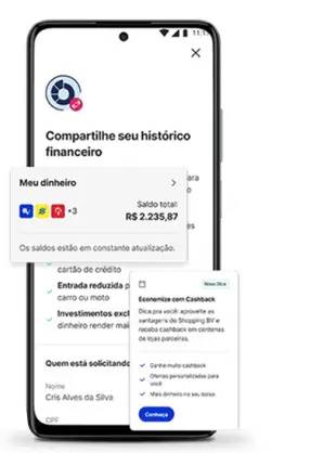 Celular com aplicativo financeiro