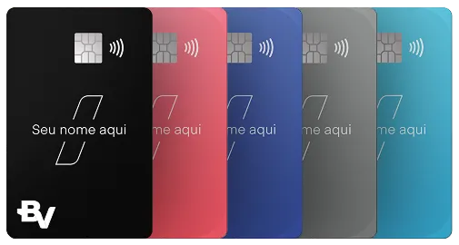 Portfólio de cartões BV enfileirados