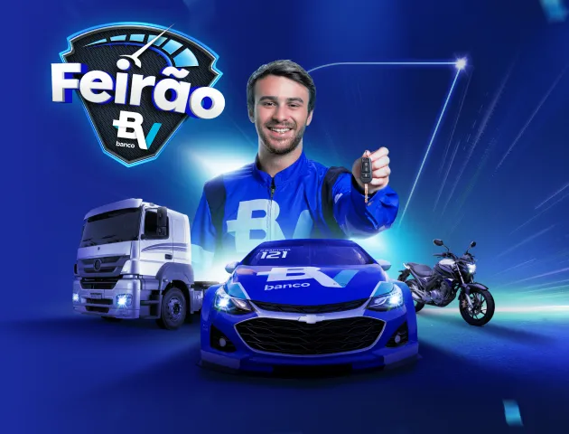 Um caminhão, um carro e uma moto, juntos. Atrás, temos o piloto de Stock Car, Felipe Baptista segurando uma chave.