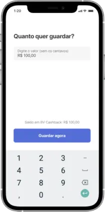 Celular com informações sobre guardar dinheiro